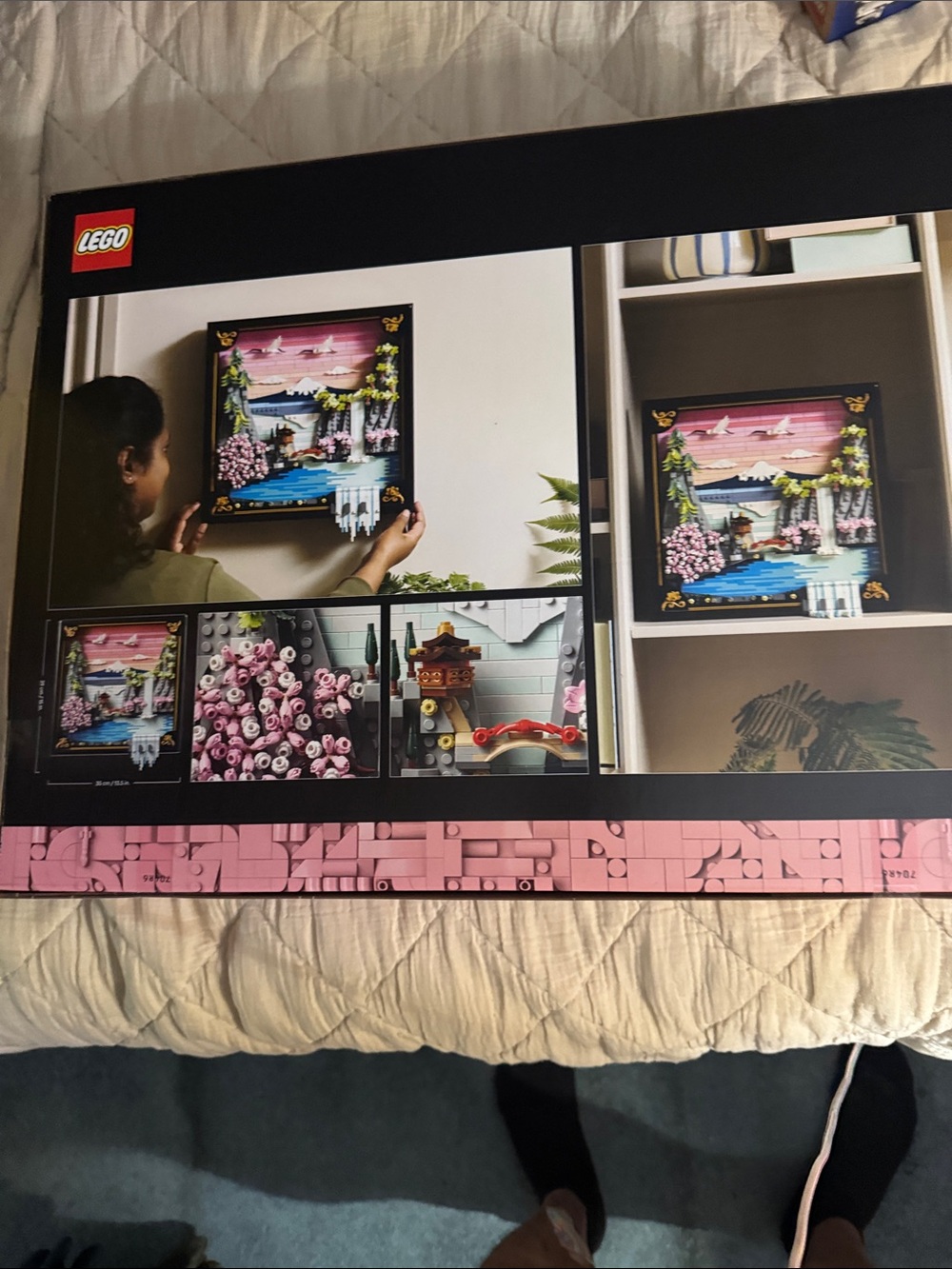 Lego Japanese Cherry Blossom Landscape Wall Scene - Pink, Blue, White, Green - Picture 2 of 2